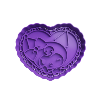 Kuromi en corazón Cortador de Galletas